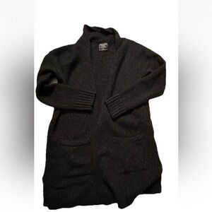 Abercrombie & Fitch Chunky Knit Black Open Front Cardigan Sweater Pockets M Cozy
